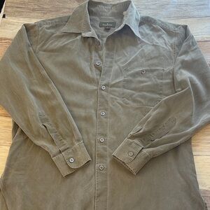 Ermenegildo Zegna Olive Green Button-Up Shirt Large